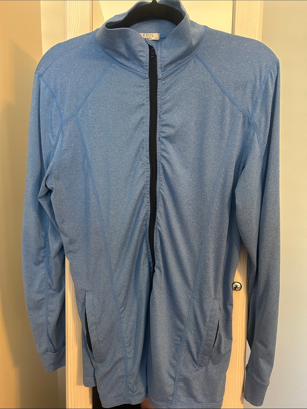 Light Blue Lightweight Zip Front Shirt Jacket - 100% polyester